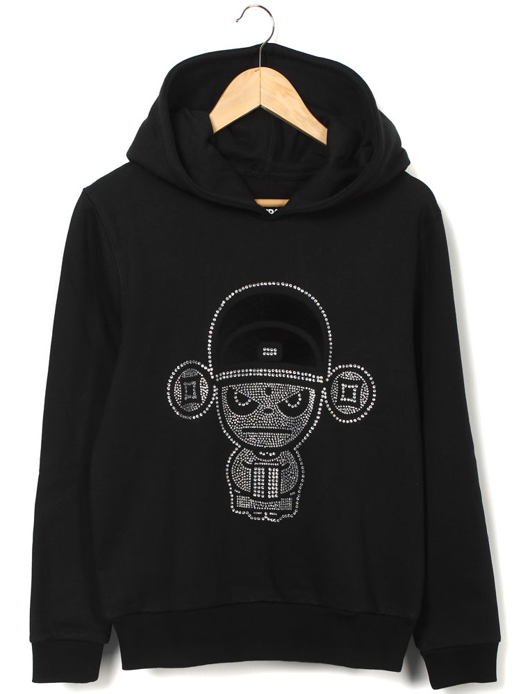 hipanda 财神贴钻装饰连帽卫衣_hipanda卫衣-yoho!buy