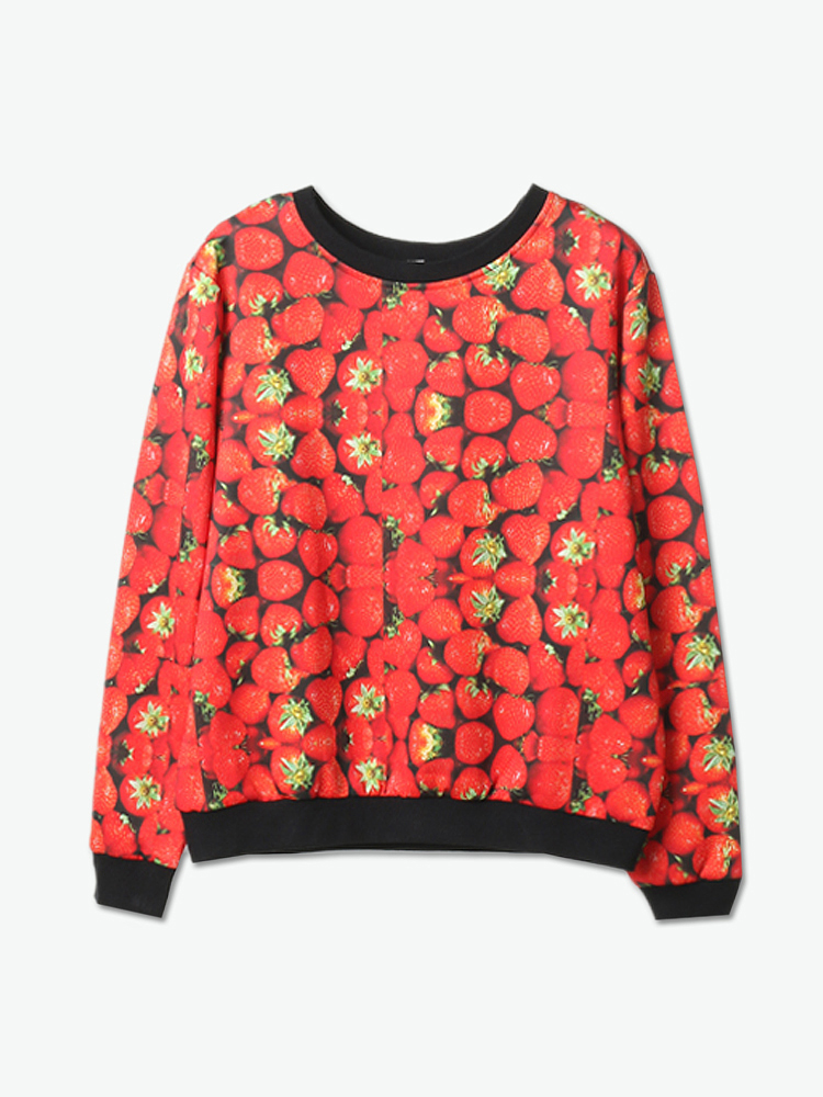 AliyaStore|女|AliyaStore 草莓印花卫衣