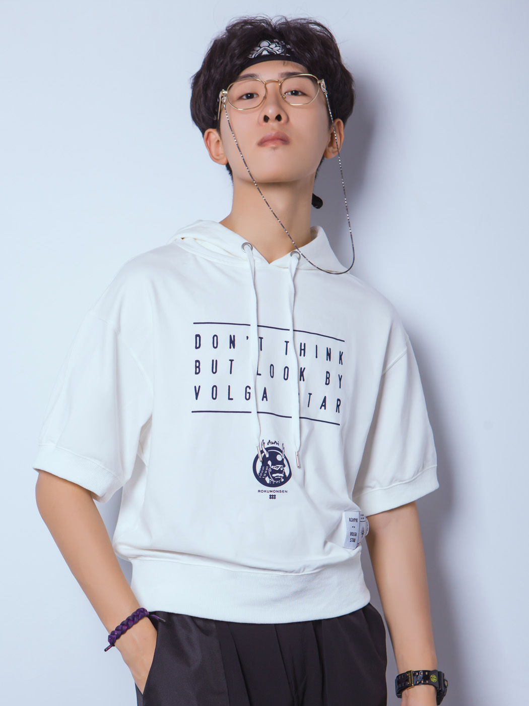ASH'PHI|男|ASH'PHI 六纹钱 印花中袖连帽卫衣
