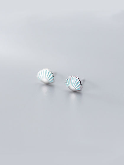 AliyaStore|男款|首饰|AliyaStore 纯银“蓝色贝壳”耳钉